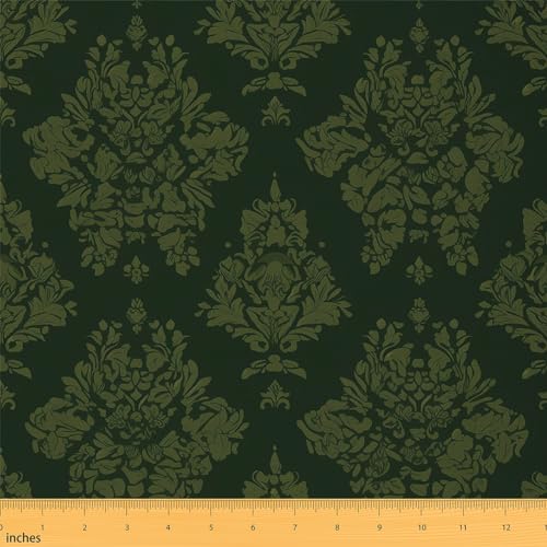 Tissu floral ombré vert 184x150 cm, coupon damassé bohème et rideau gothique baroque