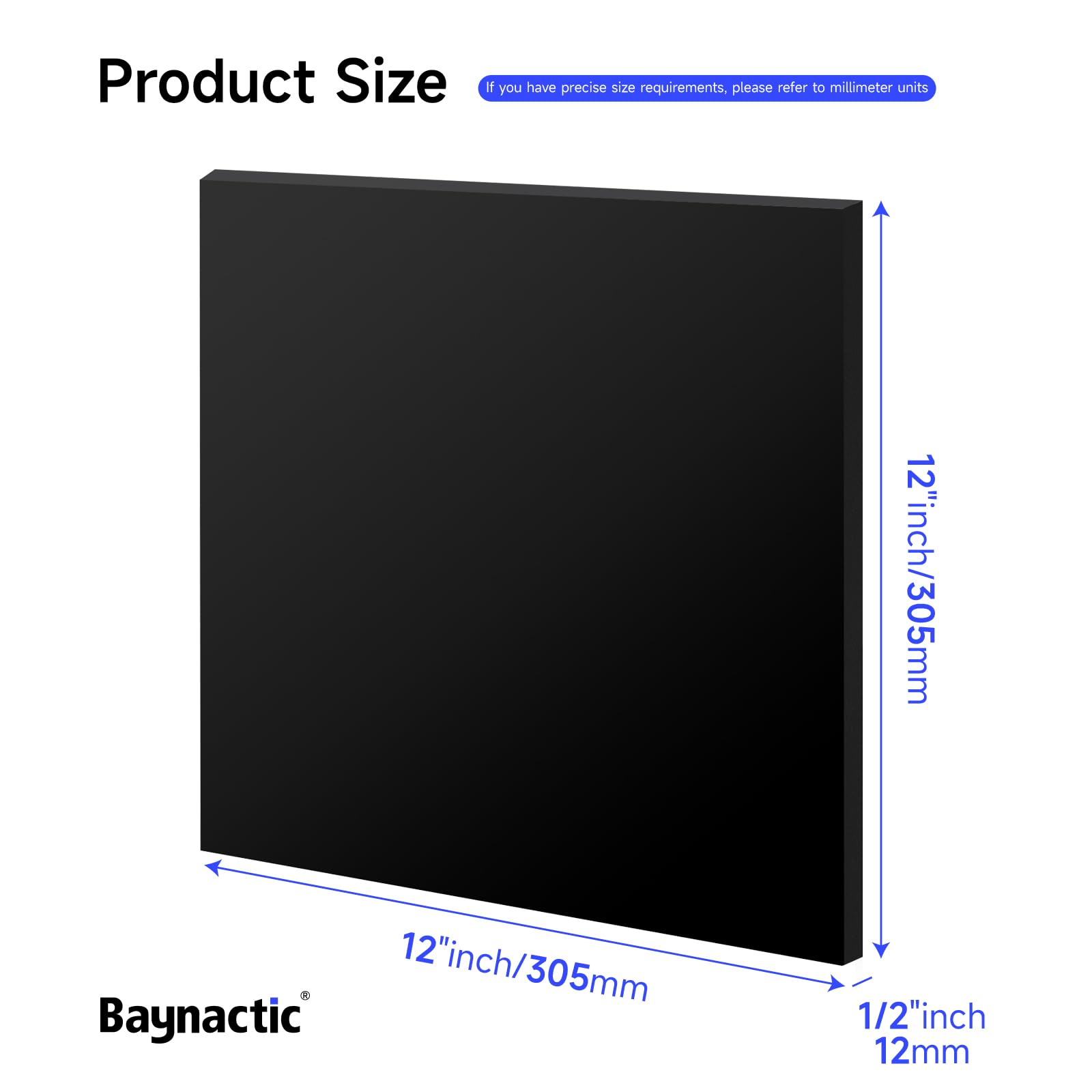 HDPE Sheet 1/2" x 12" - Black Plastic Board -2