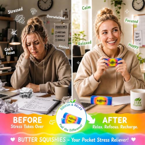 Rainbow Butter Squishy Stress Toy, Slow Rising Soft Squeeze Toy, Realistic Butter Stick Novelty Fidget Toys for Adults Kids Anxiety & Stress Relief, Party Favors Gift for Office Home - Image 4