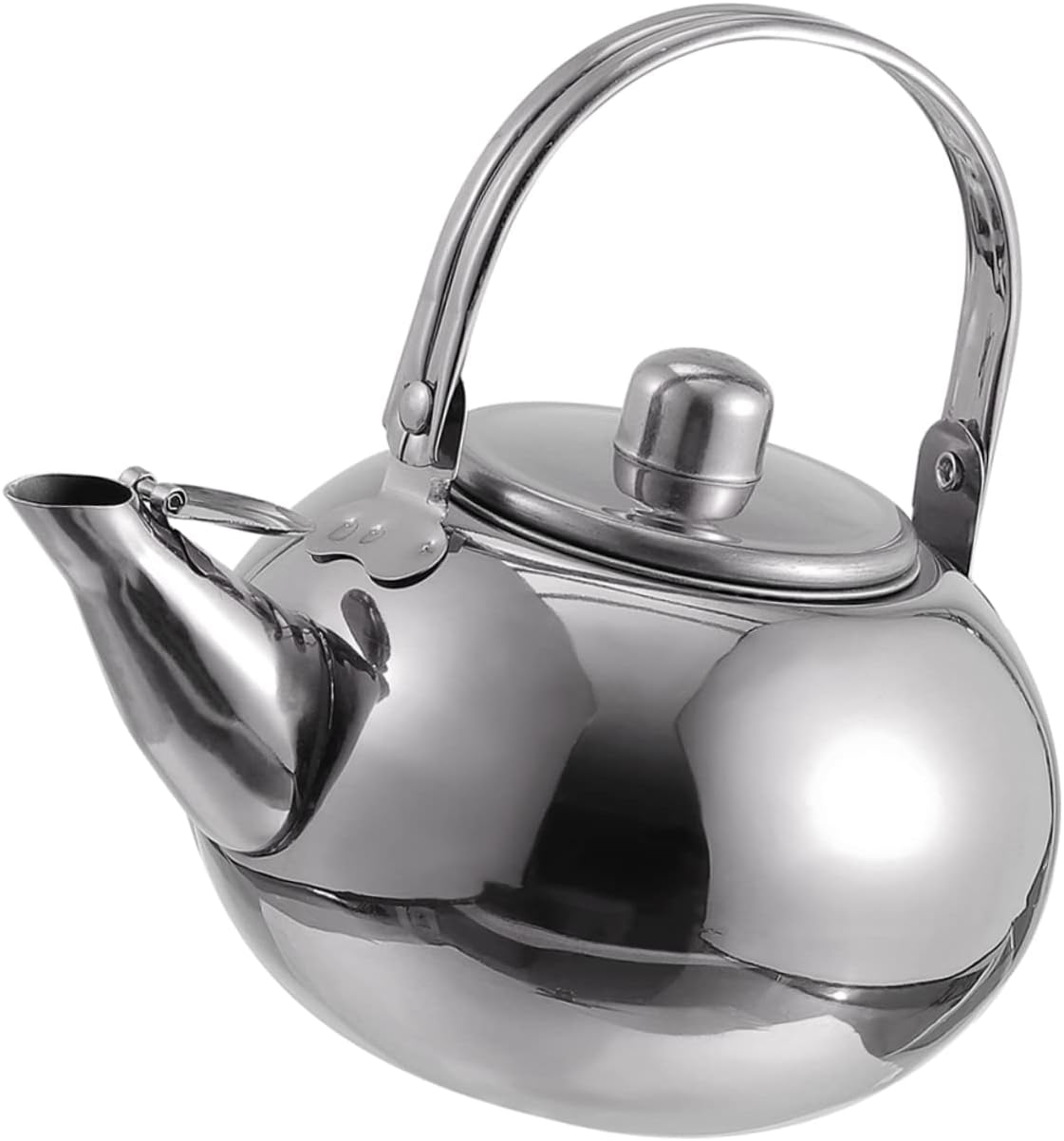 Camping Tea Kettle Handle Stovetop Kettle Camping Teapot Glass Teapot with Infuser Wear-Resistant Stovetop Kettle Handle Coffee Kettle Mirror Stainless Steel Water Boiler,Silver-22x18cm