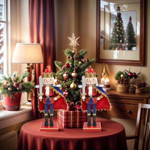 Figurines de casse-noisette de Noël sculpture bois table statue décorative - 4