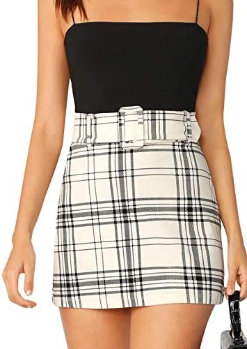 checkered flared skirt