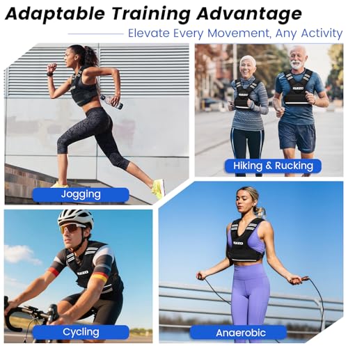 Image of Adjustable Weighted Vest Women /Men, 6-12lb /12-18lb /20-32lb Weight Vest with 6 Ironsand Weights for Strength Training Rucking Running Walking Fitness Workout