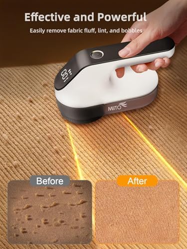 Fabric Shaver, Fuzz Remover, Rechargeable Lint Remover, LED Digital Display Sweater Shaver with 3-Speeds and 6-Leaf Blades, Effectively Quickly Remove Fuzz, Pills for Clothes Sweater Couch Blanket…