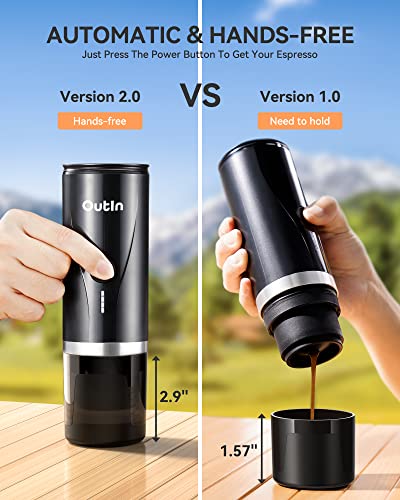 Outin Mini máquina de café espresso portátil con autocalentamiento de 3 a 4 minutos, 20 bar, pequeña cafetera automática… - Imagen 6