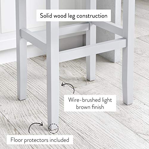 Nathan James Hylie Nailhead Wood Pub-Height Kitchen Counter Bar Stool, 29", Dark Gray/White - Image 5