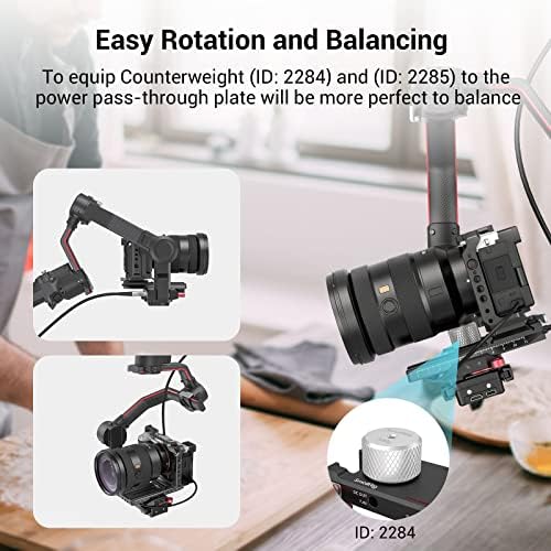 SMALLRIG Battery Plate for DJI RS 2/RS 3 Pro, Quick Release Power Pass-Through Plate, with B302 Power Input, D-tap Outputs, DC Output - 3251