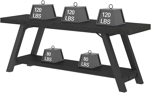 Miniatura 5 de LVB Banco de entrada rústico, banco de zapatos de interior de madera de granja con almacenamiento en el extremo de la cama del dormitorio, estante