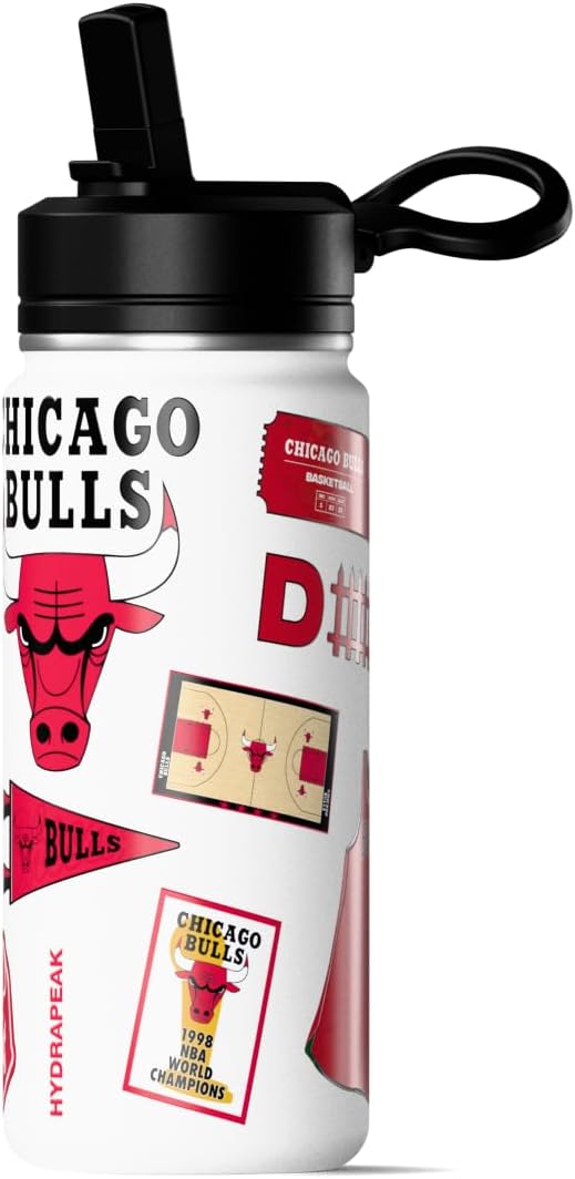 Hydrapeak x NBA Officially Licensed Chicago Bulls 20 oz Active Water Bottle with Chug Lid and Handle Reusable Stainless Steel Double Wall Insulated Sports Gift for Kids/Adults - Image 3