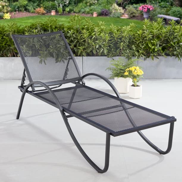 Buy Black Metal Mesh Sun Lounger Outdoor Chaise Lounge Recliner Chair