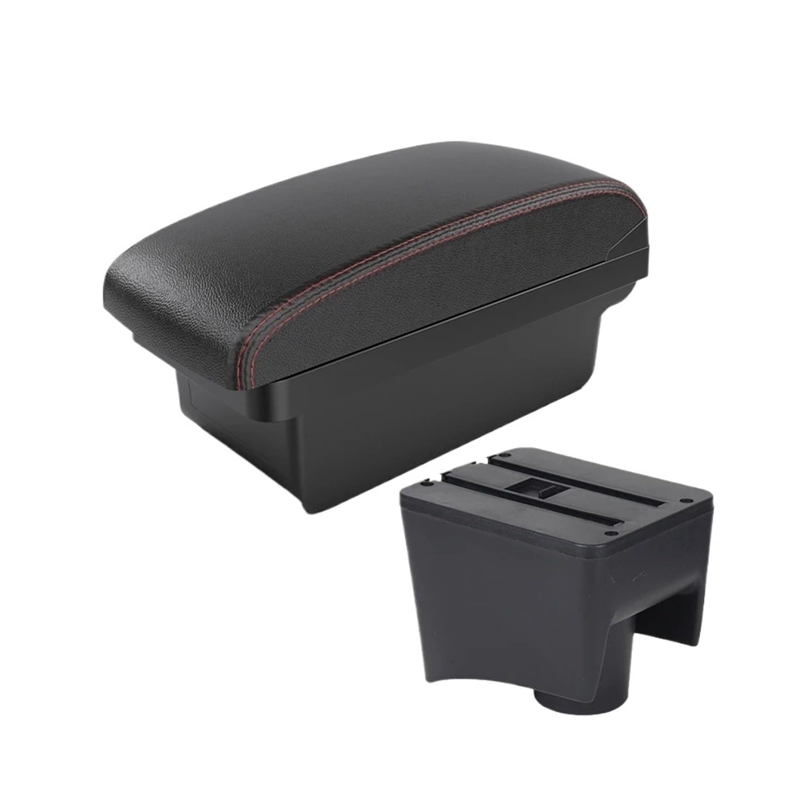 UMDJJU For VW For POLO For Mk5 6R 2010-2018 For Vento Armrest Car Box Storage Retrofit Interior Accessories Car Centre Console Armrest Box(A1 Black red NO USB)