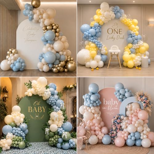 Image of Togvu Dusty Blue Balloons, 50Pack 5 Inch Small Mini Light Blue Aqua Boho Latex Party Balloons for Bridal Baby Shower Gender Reveal Easter Birthday Party Decorations