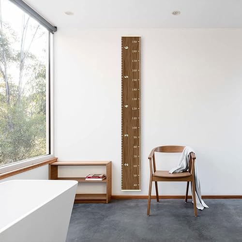Miniatura 2 de Tabla de crecimiento de grano de madera para niños, regla de medición de altura con pergamino, marco de madera para colgar, decoración de pared,
