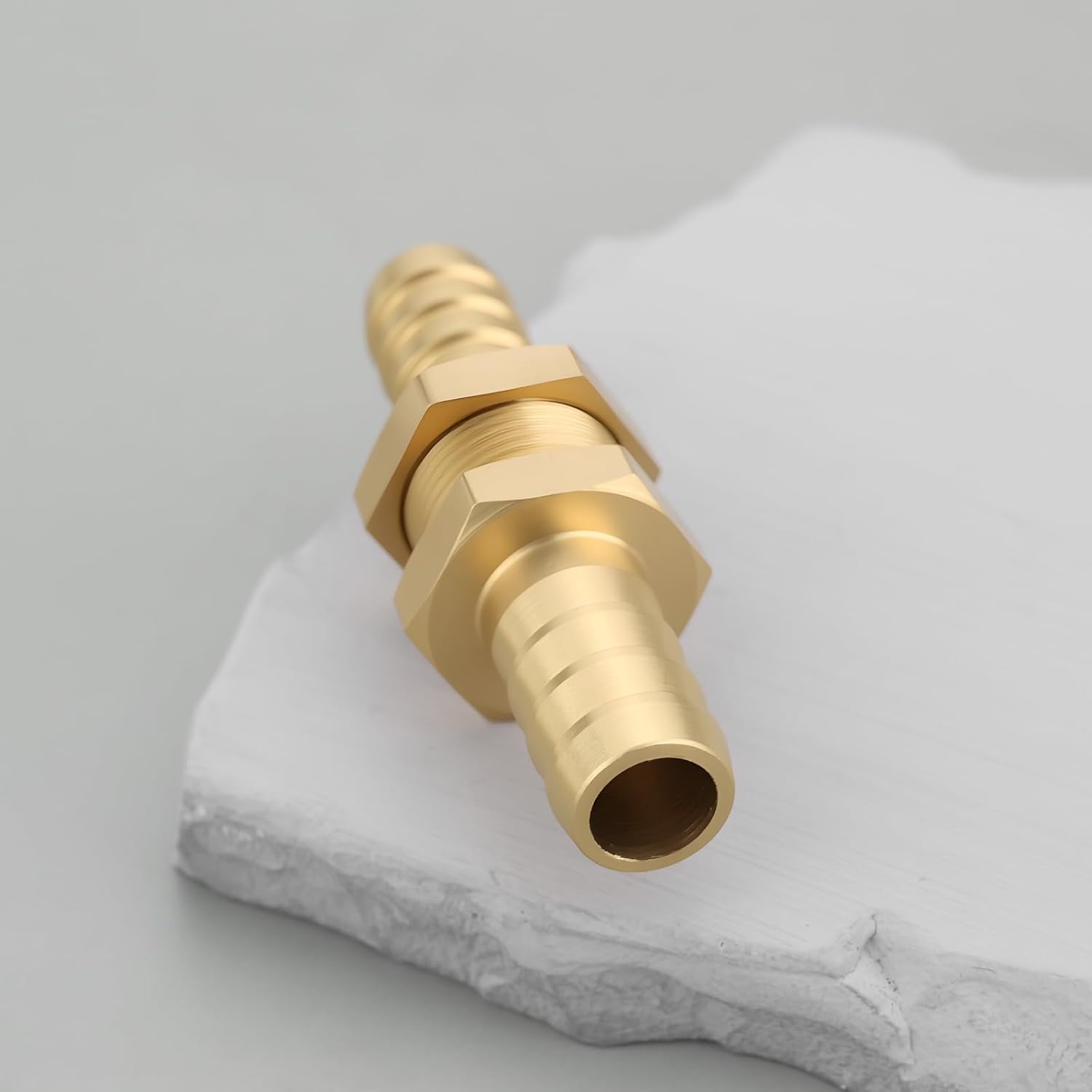 4x 10MM Brass Bulkhead Dual Fitting Barb Pipe Hose Tube Connector Adapter for Fuel Water Air Boat Plumbing