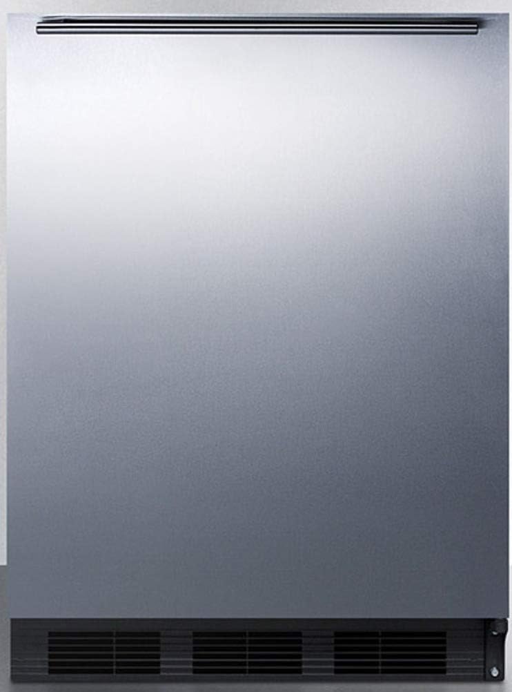 Summit Appliance AL752BKSSHH Freestanding ADA Compliant 24" Wide 5.5 Cu.Ft. All-Refrigerator for General Purpose Use with Auto Defrost, Stainless Steel Door, Horizontal Handle and Black Cabinet