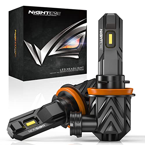 NIGHTEYE H11/H8/H9 LED Fog Light,H11 Led Headlight Bulbs,10000LM 50W Wireless Conversion Kit, Plug and Play, 6000K Cool White, Halogen Replacement for Headlights, Fog lights,Pack of 2