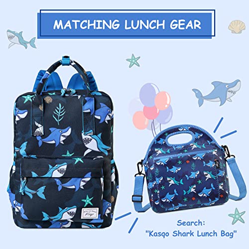 Kasqo Kids Backpack, Lightweight Water Resistant Preschool Toddler Bookbags For Little Boys And Girls With Chest Strap, Cute Shark #TOP6