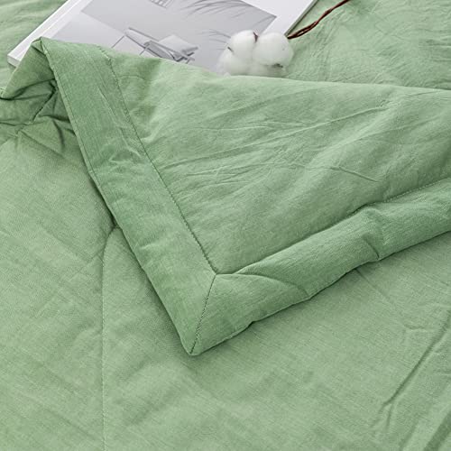 NTCOCO Summer Lightweight Comforter Set,Thin Quilt,100% Washed Cotton,Machine Washable,Soft Comfy Breathable Can Sleep Naked(Queen,Apple Green - image 6