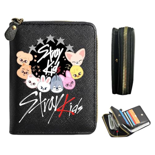 NHPY Monedero unisex negro Stay,Monedero SKZ de cuero PU con Cremallera,k pop...