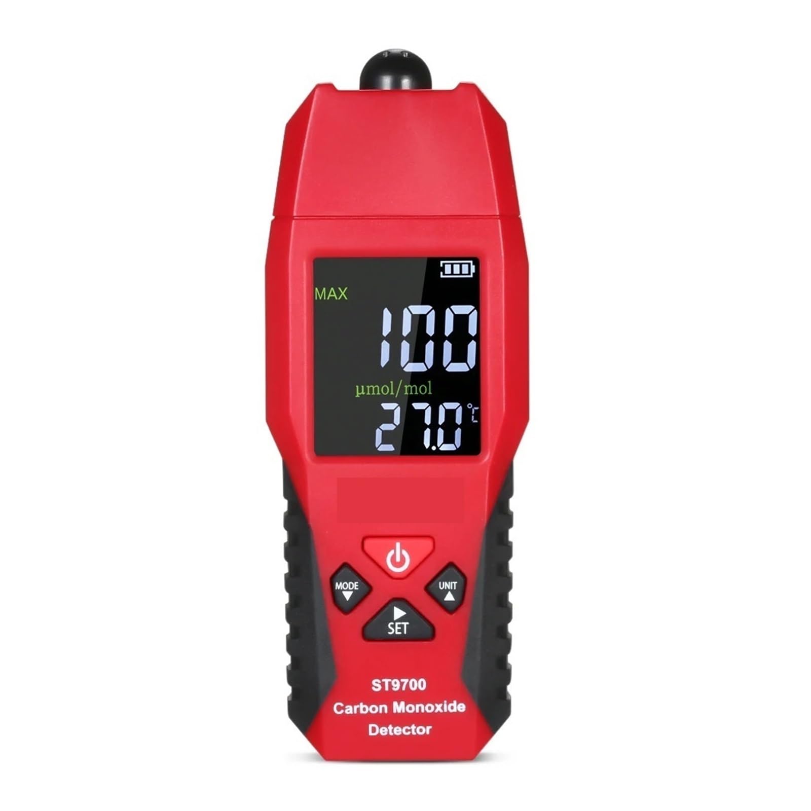 Detector de Calidad del Aire Medidor de monóxido de Carbono portátil ST9700 con medidor Detector de Monitor de Calidad del Aire de Gas CO para automóviles, hogares, escuelas