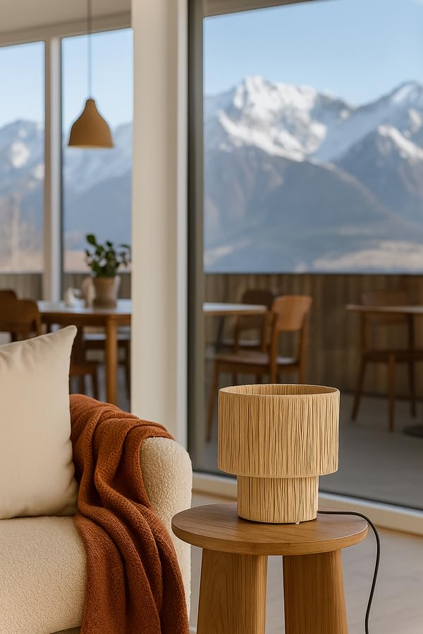 Image of PrettyKrafts Rafia & Metal Table Lamp (Bulb Not Included) | Rafia Lampshade with Sturdy Metal Base | Modern Decorative Bedside, Study & Living Room Table Lamp | Warm Ambient Lighting for Home Decor
