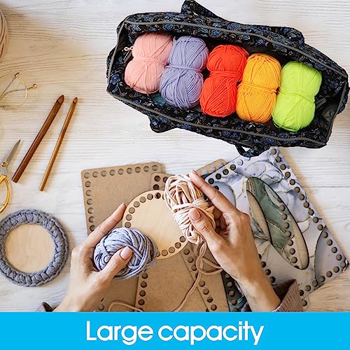 Image of Yarn Storage Organizer, Knitting Crossbody Bag, Large Crochet Bag Tote Gift Yarn Holder Case for Carrying Projects, Knitting Needles, Crochet Hooks and Other Accessories (Paisley)