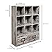MyGift Wood Shadow Box Shelf, Rustic Brown Wooden Table Top Display Organizer with 2 Pull Out Drawers for Home, Office Decor