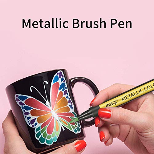 KKcare Caneta de pincel metálico de 10 cores marcador de arte para papel preto pintura de pedra cart
