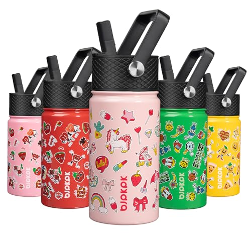 Image of BJPKPK Insulated Water Bottle, 15oz Stainless Steel with Straw Lid