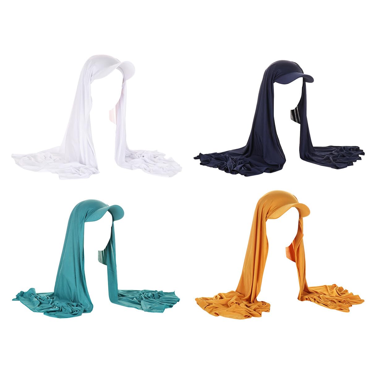 Asudaro Hijab Musulmán, 58 cm para mujer, Hijab, Stretch Hijab Headwrap Gorra de béisbol y bufanda para niñas 2 en 1 bufanda envoltura cabeza cubierta turbante sombrero, hijab mujer musulmana