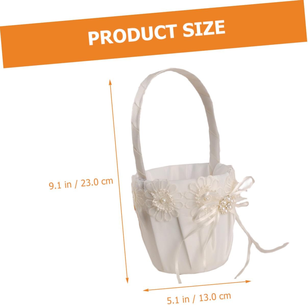 Homoyoyo Flower Girl Basket Wedding Pearls Basket with Handle for Wedding Party Supplies and Ceremony