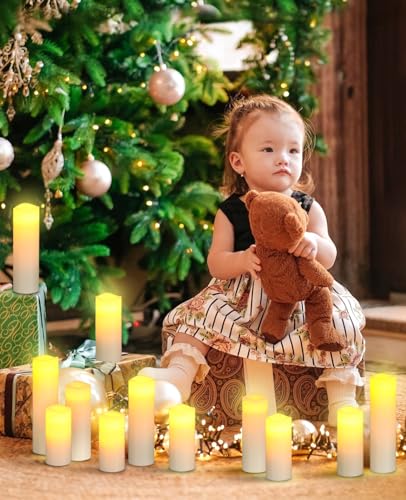 da by bougies led sans flamme lot de 12 à piles en cire véritable ivoire avec minuterie à distance (piles non fournies).