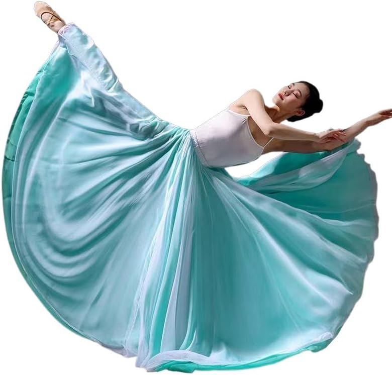 HEARTTOUCH Women's Fairy Lyrical Dance Skirt Double Side Modern Ballet Swing Skirts Dance Dress for Performance Photography