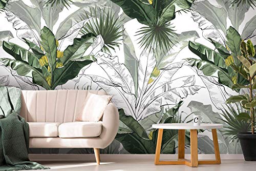 Murwall Banana Leaf Wallpaper Charcoal Leaf Wall Mural Tropical Leaf Pattern Wall Print For Tropical Home Decor Livingroom Bedroom Entryway #TOP1