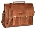 Produktbild Menzo Aktentasche aus echten Leder, Laptoptasche bis zu 15 Zoll, Vintage Umhängetasche, Messenger Bag für Damen und Herren, Ideal für Schule, Uni oder Arbeit (braun)