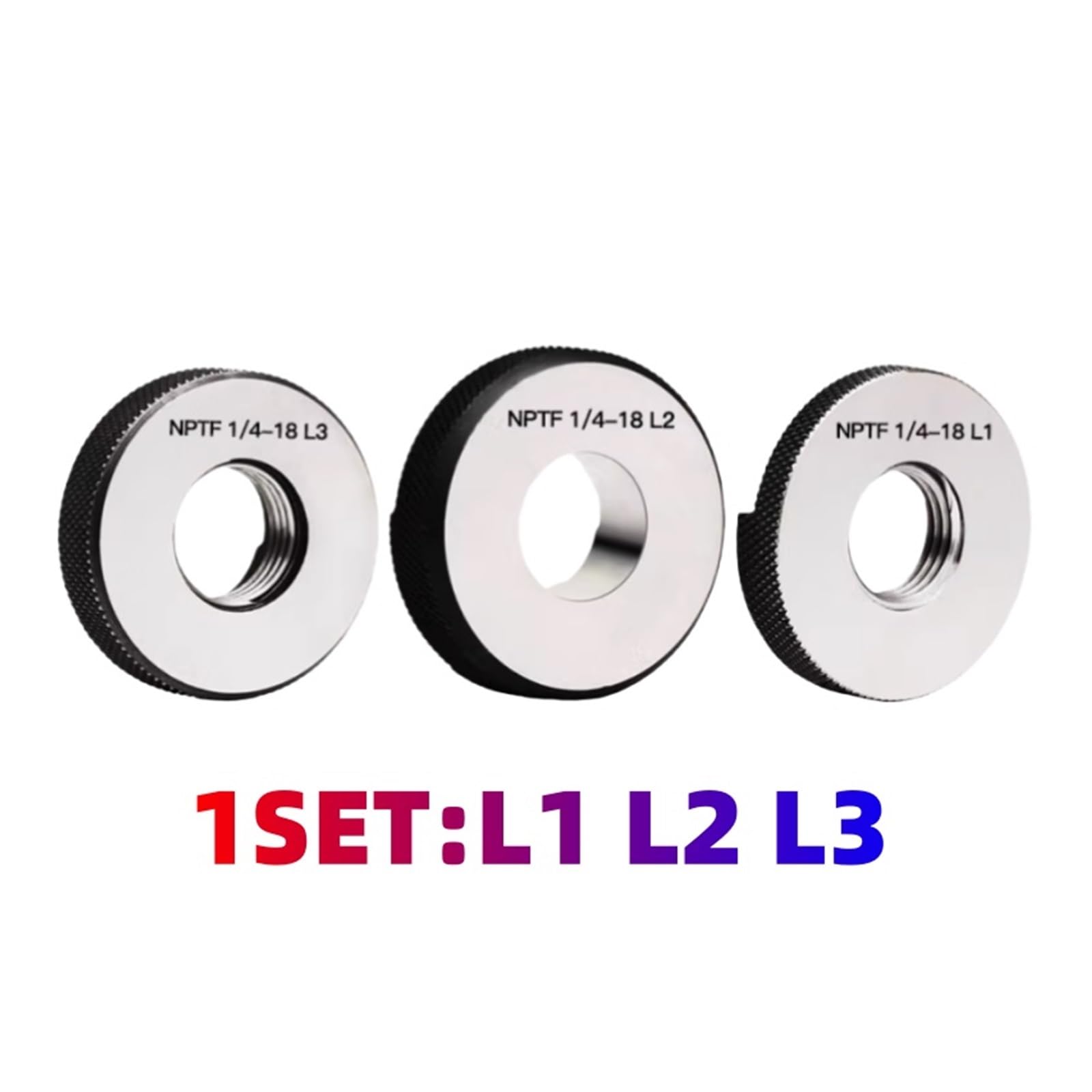 1 szt. Gauge z podkładką/pierścieniem do gwintu węża NPTF 1/16-28-3/4 1'' L1 L2 L3 przyrząd pomiarowy (NPTF Ring Gauge, 1 szt. NPTF3I4-L2)