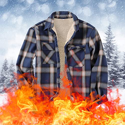 Herren Thermohemd mit Reißverschluss Flanelljacke Karo Jacke Kariert Flanellhemd Karohemd Fleece Gefüttert Winterjacke Gepolsterter Trachtenhemd Innenfutter Holzfällerhemd