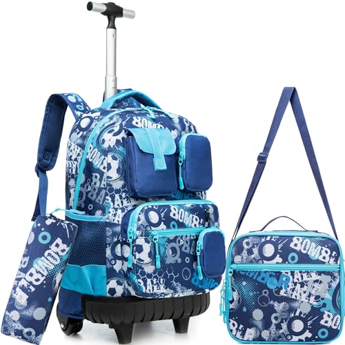 Meetbelify Mochila de rodinhas para meninas, meninos, com rodas, bagagem de mão para meninas e menin