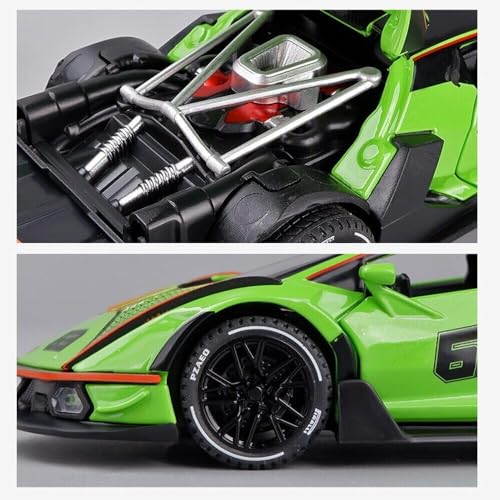 Image of Invite 1:24 Big Lamborghini Essenza SCV12 Diecast Scale Model Metal Pull Back Toy car for Kids with Openable Doors & Light, Music Toy Vehicle for Kids [Green-Color]