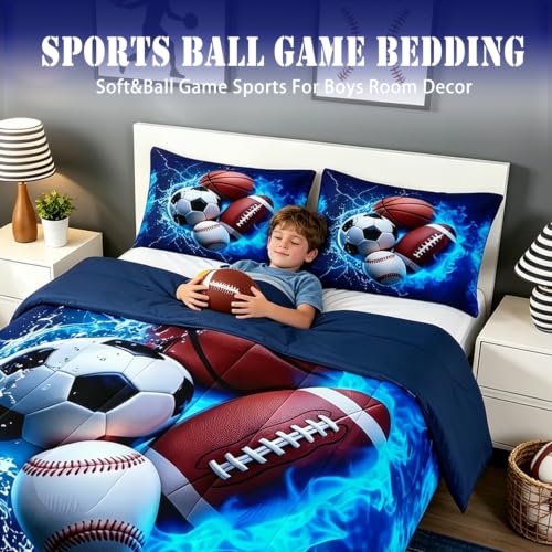 Image of Feelyou Boys Sports Comforter Set Full Size for Kids Boys Girls