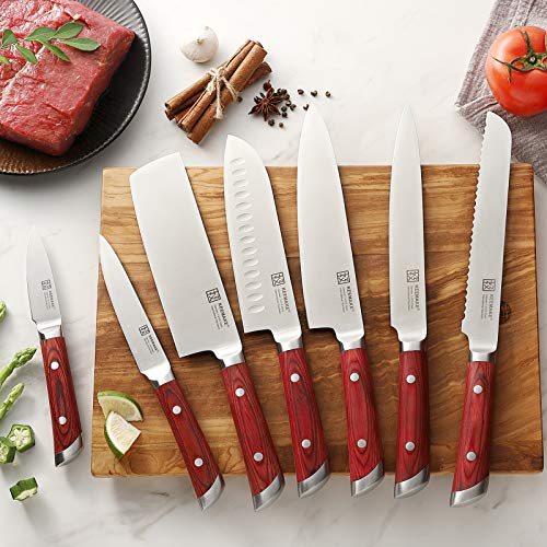 KEEMAKE Santoku Knife-7" Japanese Chef Knife-German High Carbon Stainless Steel-Ergonomic Pakkawood Handle-Multi Purpose-Cutlery for Meat & Veggie - Thumbnail 3