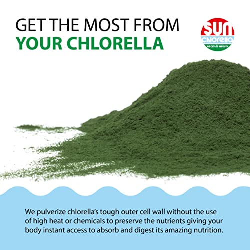 Sun Chlorella Powder Green Algae Superfood Supplement Supports Whole Body Wellness Immune Defense, Gut Health & Natural Energy Boost - Chlorophyll, B12, Protein, Non-Gmo - 30 Packets #TOP4