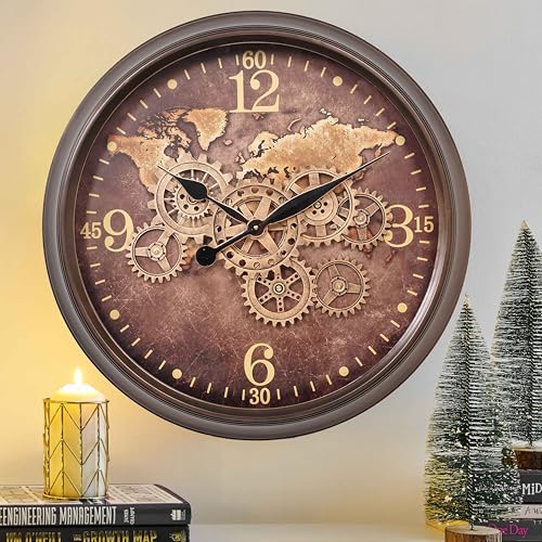 CLXEAST 24 Inch Large Wall Clock with Moving...