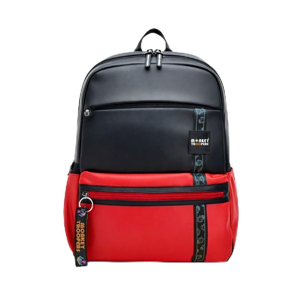 monkey troopers Trippy Backpack | Premium PU Laptop Backpack with Organizer Pockets, Key Holder & Luggage Strap | Stylish Travel, College & Office Bag-picture-33