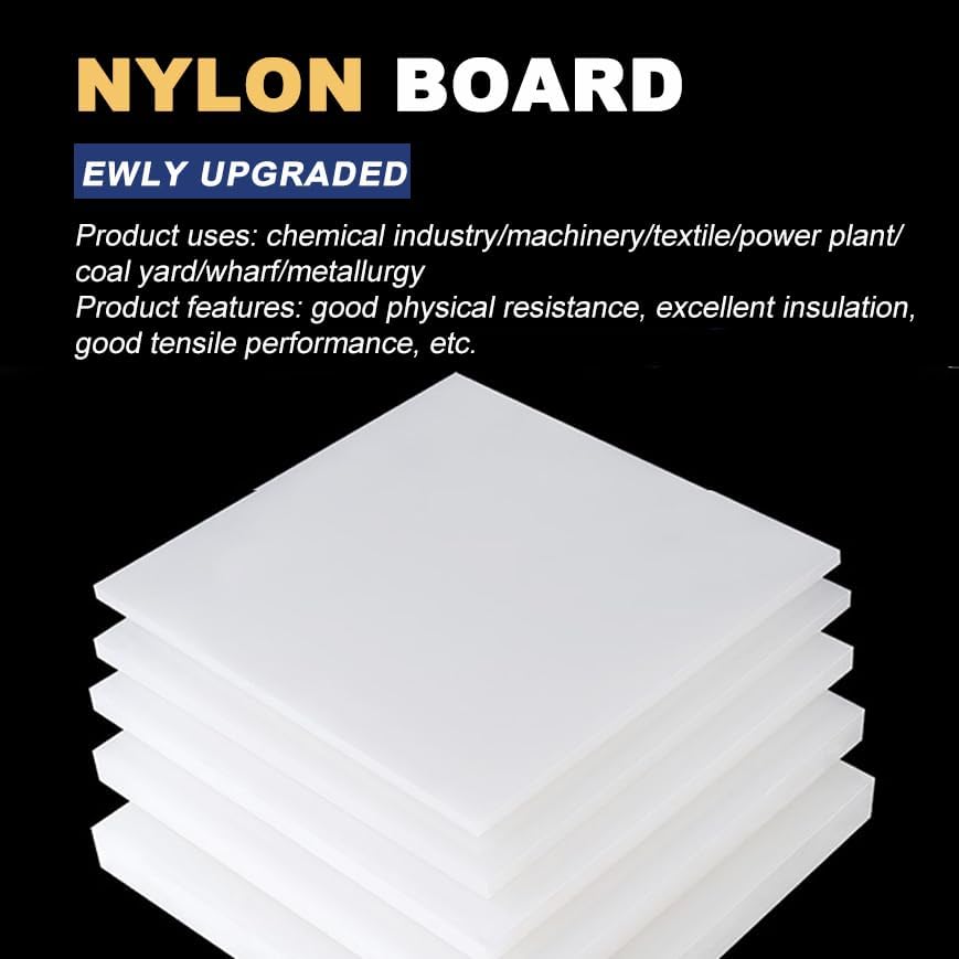 White PA6 Nylon Flat Board 300mm x 300mm, 5-8mm Thick, Molded Sheet for Mechanical Projects, Cutting, Machining and Custom Applications,8mm 1pc