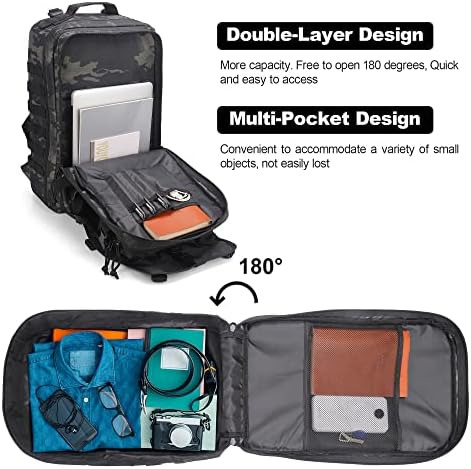 YOUNGOA Military Tactical Backpack 45L Army Molle Backpack, Waterproof Motorcycle Helmet Backpack Assault Pack 3 Day Bug Out Bag for Men Trekking Travel Hiking Camping Fishing Camouflage