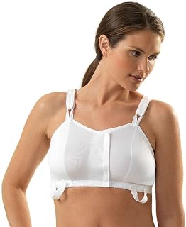 MediChoice Premium Wireless Surgical Bra, Adjustable Strap Front Closure Post Surgery Mastectomy Compression Everyday Support Bra, Medium 36 Inch - 38 Inch, White