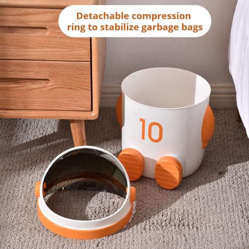 Image of Sylfaen Astronaut Shaped Trash Can with Lid, 12 Liter / 3.2 Gallon Garbage Can for Living Room, Office, Kitchen, Bedroom, Bathroom (Khaki)