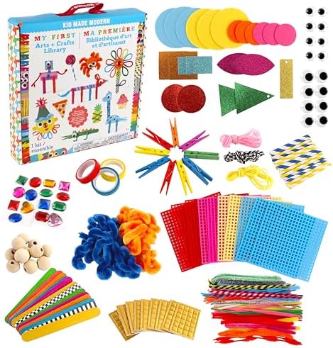 Kid Made Modern My First Arts & Crafts Set for Kids Ages 3 4 5 6 7 8+ - Ideal Preschool Craft Kits for Boys & Girls Toddler - 200+ Pieces Bulk Craft Supplies & Materials Kit for Fun Art Projects