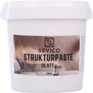 Strukturpaste Weiß 2 kg – Glatt Spachtelmasse für Acrylmalerei, kreative Texturen und einzigartige Oberflächen für Künstler Spachtelmasse SEVICO